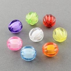 Mixed Color Transparent Acrylic Beads, Bead in Bead, Round, Pumpkin, Mixed Color, 22mm, Hole: 3mm, about 140pcs/500g