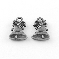 Antique Silver Tibetan Style Alloy Small Bell Pendants, Cadmium Free & Lead Free, Antique Silver, 18x11.5x3mm, Hole: 2.5mm, about 580pcs/1000g