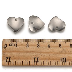 Stainless Steel Color 304 Stainless Steel Heart Charms, Wavy, Stainless Steel Color, 15x16x1mm, Hole: 1mm