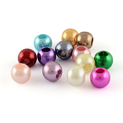 Mixed Color ABS Plastic Imitation Pearl European Beads, Large Hole Rondelle Beads, Mixed Color, 11.5~12x10mm, Hole: 4~5mm, about 780pcs/500g