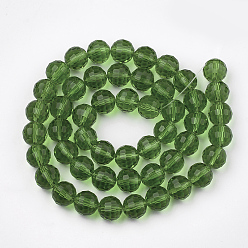 Весенне-зеленый Прозрачные стеклянные бусины, граненый (96 граней), круглые, весенний зеленый, 8 мм, отверстие : 1 мм, около 72 шт / нитка, 21.8 дюйм