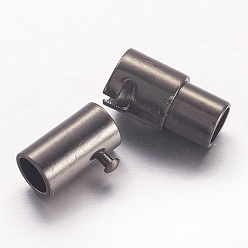 Gunmetal Brass Locking Tube Magnetic Clasps, Column, Gunmetal, 15x6mm, Hole: 4mm
