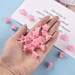 Pink Perles acryliques transparentes, givré, fleur, rose, 17.5x12mm, trou: 1.5 mm, environ 770 pcs / 500 g
