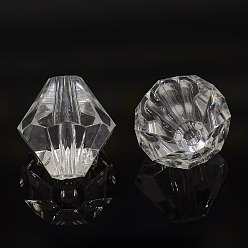 Clair Toupies facettes perles acryliques transparents, teint, clair, 18mm, trou: 2 mm, environ 150 pcs / 500 g