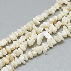 Beige Chapelets de perles en coquille eau douce , teint, puce, beige, 4~14x4~8x1~8mm, Trou: 1mm, Environ 210~250 pcs/chapelet, 31.4 pouce
