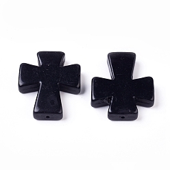 Black Synthetic Turquoise Beads Strands, Dyed, Cross, Black, 35x30x7mm, Hole: 1mm, about 98pcs/1000g