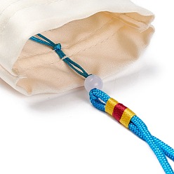 Светло-Синий Сумка-саше из парчи, сумка с цветочной вышивкой на кулиске, прямоугольник с кисточкой, голубой, 42 см, мешок: 12.5x8.8x0.2 см, шарика: 0.8~0.9 см, кисточка: 12.5x1 см