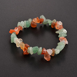 Mixed Stone Chips Natural & Synthetic Mixed Stone Beaded Stretch Bracelets, Mixed Color, 50mm