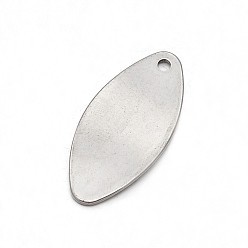 Stainless Steel Color Oval 304 Stainless Steel Stamping Blank Tag Pendants, Stainless Steel Color, 23x10.5x1mm, Hole: 1.4mm