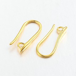 Golden Brass Earring Hooks for Earring Designs, with Horizontal Loop, Cadmium Free & Nickel Free & Lead Free, Golden, 20.5x8.5x2.5mm, Hole: 2mm, 18 Gauge, Pin: 1mm