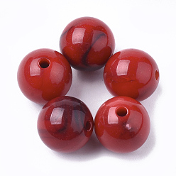 Red Acrylic Beads, Imitation Gemstone, Round, Red, 11.5~12x11.5mm, Hole: 2mm, about 520pcs/500g