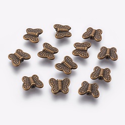 Antique Bronze Tibetan StyleAlloy Beads, Cadmium Free & Lead Free, Butterfly, Antique Bronze, 8x10x3mm, Hole: 1mm