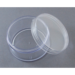 Clear Plastic Bead Containers, with Lid, Round, Clear, 6x3.4cm, Capacity: 25ml(0.84 fl. oz)
