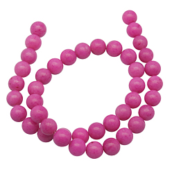 Magenta Natural Mashan Jade Beads Strands, Dyed, Round, Magenta, 10mm, Hole: 1.2mm, about 42pcs/strand, 16 inch