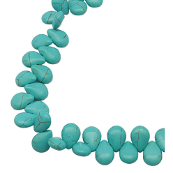 Turquoise Synthetic Howlite Beads, Dyed, teardrop, Turquoise, 14x10x5mm, Hole: 1mm, about 900pcs/kg
