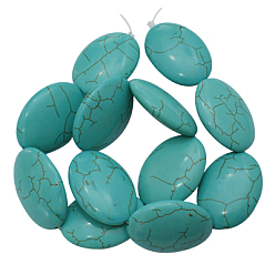 Бирюза Синтетические шарики Говлит, окрашенные, овальные, бирюзовые, 35x25 мм, отверстие : 1 мм, Около 100 шт / 1000 г