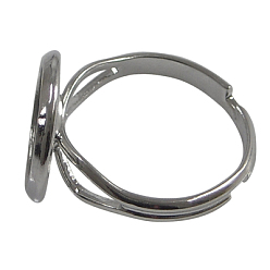 Platine Laiton réglable composants d'anneau, anneaux pad de doigt, platine, bac: 14 mm, diamètre intérieur: 12 mm, 17.5mm