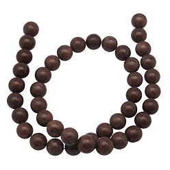 Brun Saddle Brins de perles de jade mashan naturelles , teint, ronde, selle marron, 10mm, Trou: 1.2mm, Environ 42 pcs/chapelet, 16 pouce