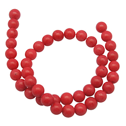 Red Natural Mashan Jade Beads Strands, Dyed, Round, Red, 10mm, Hole: 1.2mm, about 42pcs/strand, 16 inch