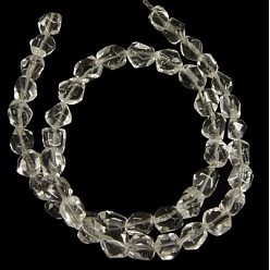 Clear Glass Beads, Faceted, Nuggets, Imitation White Quartz, Clear, 10x8mm, Hole: 1mm, about 47 pcs/strand, 15.5 inch