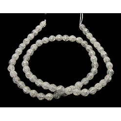 White Synthetic Crackle Quartz Beads Strands, 128 Facets, Round, White, 6mm, Hole: 1mm, about 66pcs/strand, 16 inch