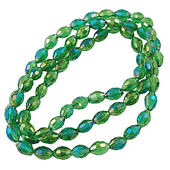 Green Yellow Electroplate Glass Beads Strands, AB Color Plated, Faceted Oval, Green Yellow, 6x4mm, Hole: 1mm, about 67~68pcs/strand