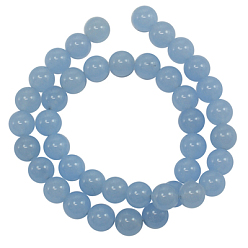 Светло-Синий Бусины из дрогоценного камня, натурального белого нефрита, окрашенные, круглые, голубой, 8 мм, отверстие : 0.8 мм, около 50 шт / нитка, 15.5 дюйм
