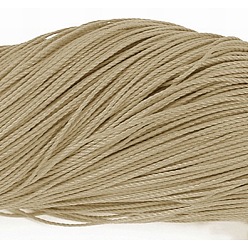Tan Round Waxed Polyester Cord, Taiwan Waxed Cord, Twisted Cord, Tan, 1mm, about 415.57 yards(380m)/bundle