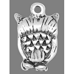 Silver Zinc Tibetan Style Alloy Pendants, Halloween, Cadmium Free & Nickel Free & Lead Free, Owl, Silver Color Plated, 16x10x3mm, Hole: 1.5mm