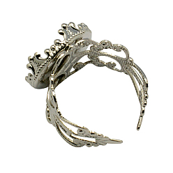 Platinum Cuff Brass Ring Cabochon Settings, Filigree Ring Components, Platinum, Tray: 15mm, 18mm