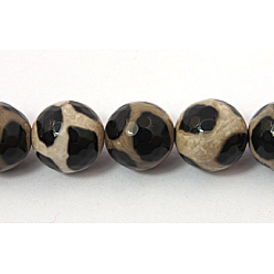 Noir Pierre gemme agate naturelle, teint, facette, ronde, noir, 12mm, Trou: 1mm, Environ 32 pcs/chapelet, 15.1 pouce