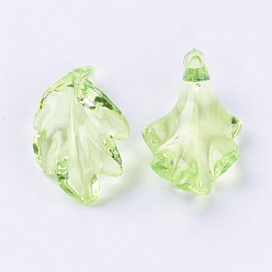 Light Green Transparent Acrylic Pendants, Leaf, Light Green, 24x15x5mm, Hole: 1.5mm, about 660pcs/500g