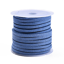 Cornflower Blue Faux Suede Cord, Faux Suede Lace, Cornflower Blue, 3x1.5mm, about 5.46 yards(5m)/roll, 25rolls/bag