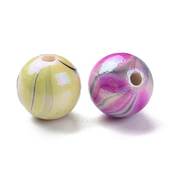 Mixed Color AB Color Wave Printed Acrylic Beads, Round, Mixed Color, 10mm, Hole: 2mm, about 920pcs/500g