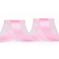 Pearl Pink Solid Color Organza Ribbons, for Party Decoration, Gift Packing, Pearl Pink, 1"(25mm), about 50yard/roll(45.72m/roll)