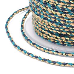 Blue 4-Ply Polycotton Cord, Handmade Macrame Cotton Rope, with Gold Wire, for String Wall Hangings Plant Hanger, DIY Craft String Knitting, Blue, 1.5mm, about 21.8 yards(20m)/roll