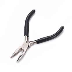 Black Carbon Steel Jewelry Pliers, Wire Cutters, Needle Nose Pliers, Ferronickel, with Plastic Handle, Black, 11.6x8x0.85cm