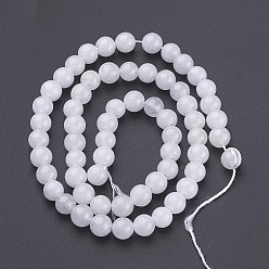 White Jade 16 inch Natural Gemstone Beads Strands, Round, white Jade, about 6mm in diameter, hole:0.8mm. about 64pcs/strand