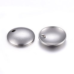 Stainless Steel Color 304 Stainless Steel Dome Charms, Flat Round with Cambered, Stainless Steel Color, 8x1.5mm, Hole: 1.5mm