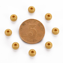 Verge D'or Foncé Perles acryliques opaques, ronde, verge d'or noir, 6x5mm, Trou: 1.8mm, environ4400 pcs / 500 g