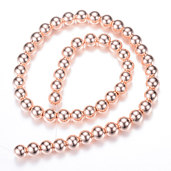 Rose Gold Plated Electroplate Magnetic Synthetic Hematite Bead Strands, Round, Rose Gold Plated, 8~9mm, Hole: 1~1.5mm, about 50pcs/strand, 15.7 inch