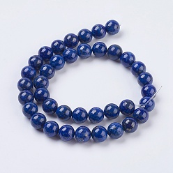 Lapis Lazuli Natural Lapis Lazuli Beads Strands, Grade A, Round, 10mm, Hole: 1mm, about 38pcs/strand 15.5 inch