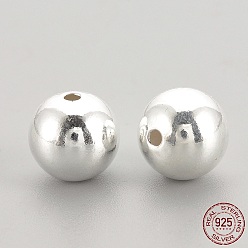 Серебро 925 шарики стерлингового серебра, круглые, серебряные, 6x5.5 мм, отверстие : 1.5 мм