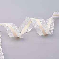 White Polyester Organza Ribbon, Pleated Ribbon, Ruffle Ribbon, White, 1 inch(25mm), about 50yards/roll(45.72m/roll)