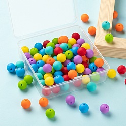 Mixed Color 7 Colors Food Grade Eco-Friendly Silicone Beads, Chewing Beads For Teethers, DIY Nursing Necklaces Making, Round, Mixed Color, 12mm, Hole: 2mm, 100pcs/box