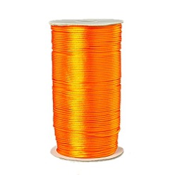 Dark Orange Eco-Friendly 100% Polyester Thread, Rattail Satin Cord, for Chinese Knotting, Beading, Jewelry Making, Dark Orange, 2mm, about 250yards/roll(228.6m/roll), 750 feet/roll