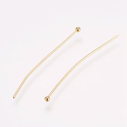 Real 24K Gold Plated 304 Stainless Steel Ball Head pins, for Craft Jewelry Making Real 24k Gold Plated, 40x0.7mm, 21 Gauge, Head: 2mm