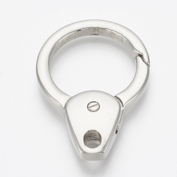 Stainless Steel Color 304 Stainless Steel Push Gate Snap Keychain Clasp Findings, Ring, Stainless Steel Color, 43x30.5x7mm, Hole: 4mm