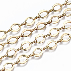 Light Gold Brass Chains, Oval Link Chains, Unwelded, with Spool, Light Gold, Oval: 9.5x7.5x1.3mm, Link: 7.6x1.4x3mm, about 16.4 Feet(5m)/roll