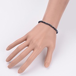 Black Glass Beaded Stretch Bracelets, Black, 46mm